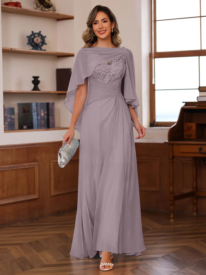 A Line Princess V Neck 2 Pics Floor Length Mother Of The Bride Dresses With Appliques Ruffles Wrap