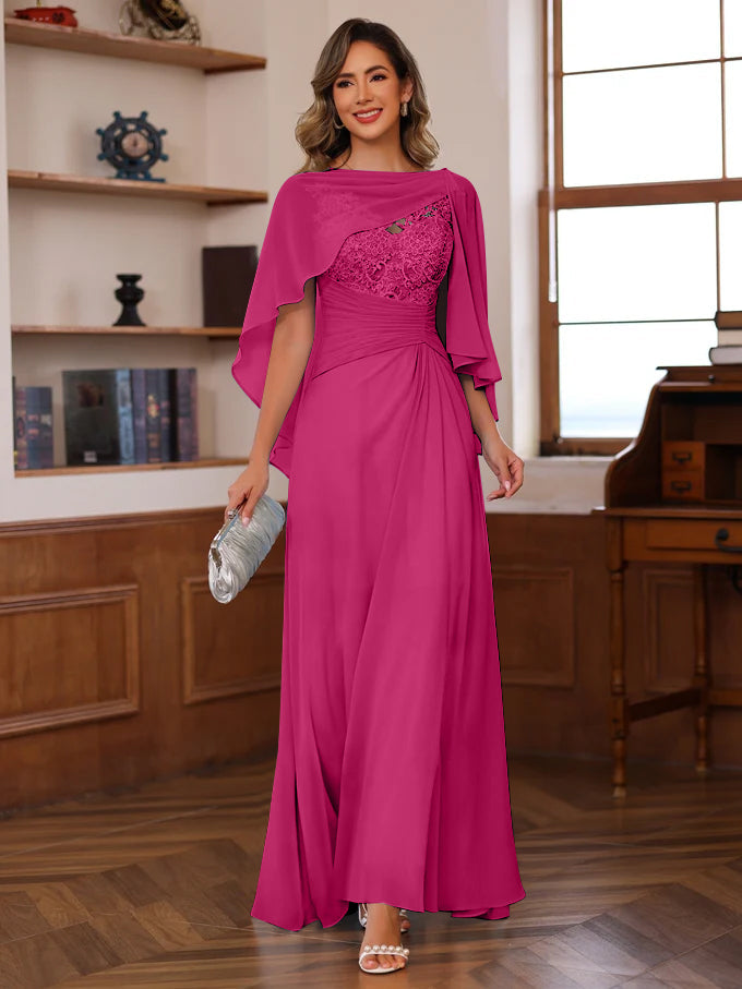 A Line Princess V Neck 2 Pics Floor Length Mother Of The Bride Dresses With Appliques Ruffles Wrap