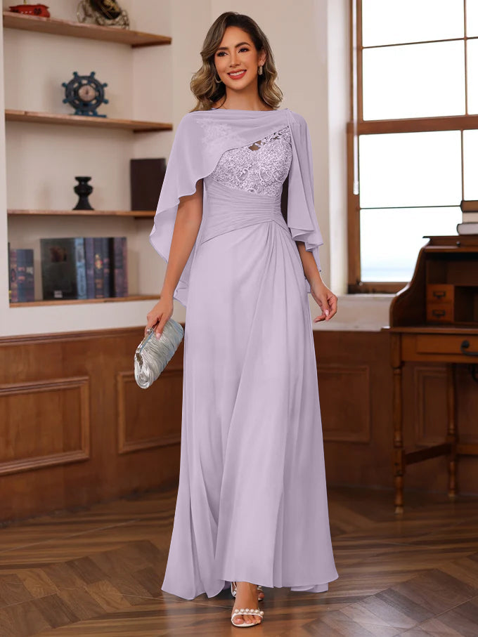 A Line Princess V Neck 2 Pics Floor Length Mother Of The Bride Dresses With Appliques Ruffles Wrap