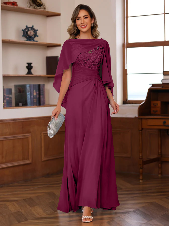 A Line Princess V Neck 2 Pics Floor Length Mother Of The Bride Dresses With Appliques Ruffles Wrap