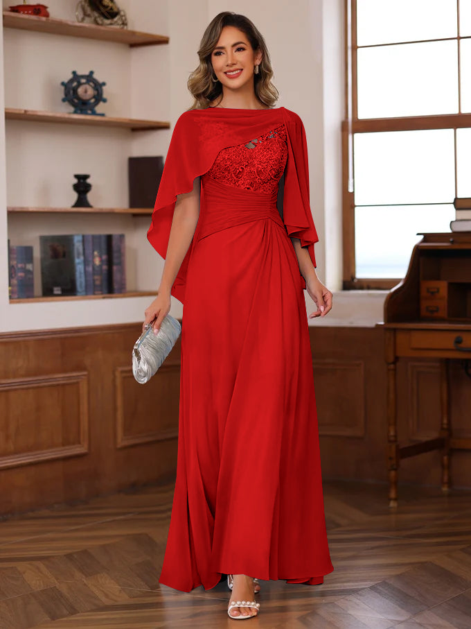 A Line Princess V Neck 2 Pics Floor Length Mother Of The Bride Dresses With Appliques Ruffles Wrap