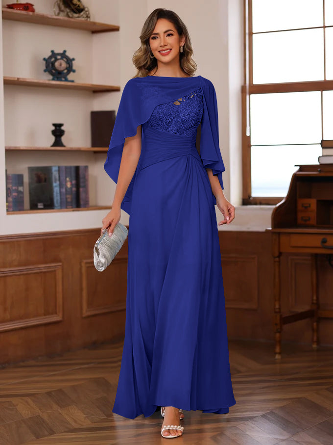 A Line Princess V Neck 2 Pics Floor Length Mother Of The Bride Dresses With Appliques Ruffles Wrap