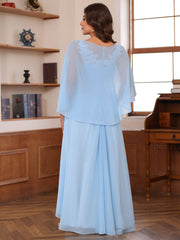A Line Princess V Neck 2 Pics Floor Length Mother Of The Bride Dresses With Appliques Ruffles Wrap