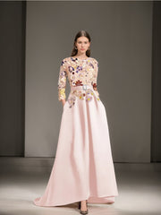 A Line Princess Scoop 3 4 Sleeves Asymmetrical Mother Of The Bride Dresses With Appliques Lace