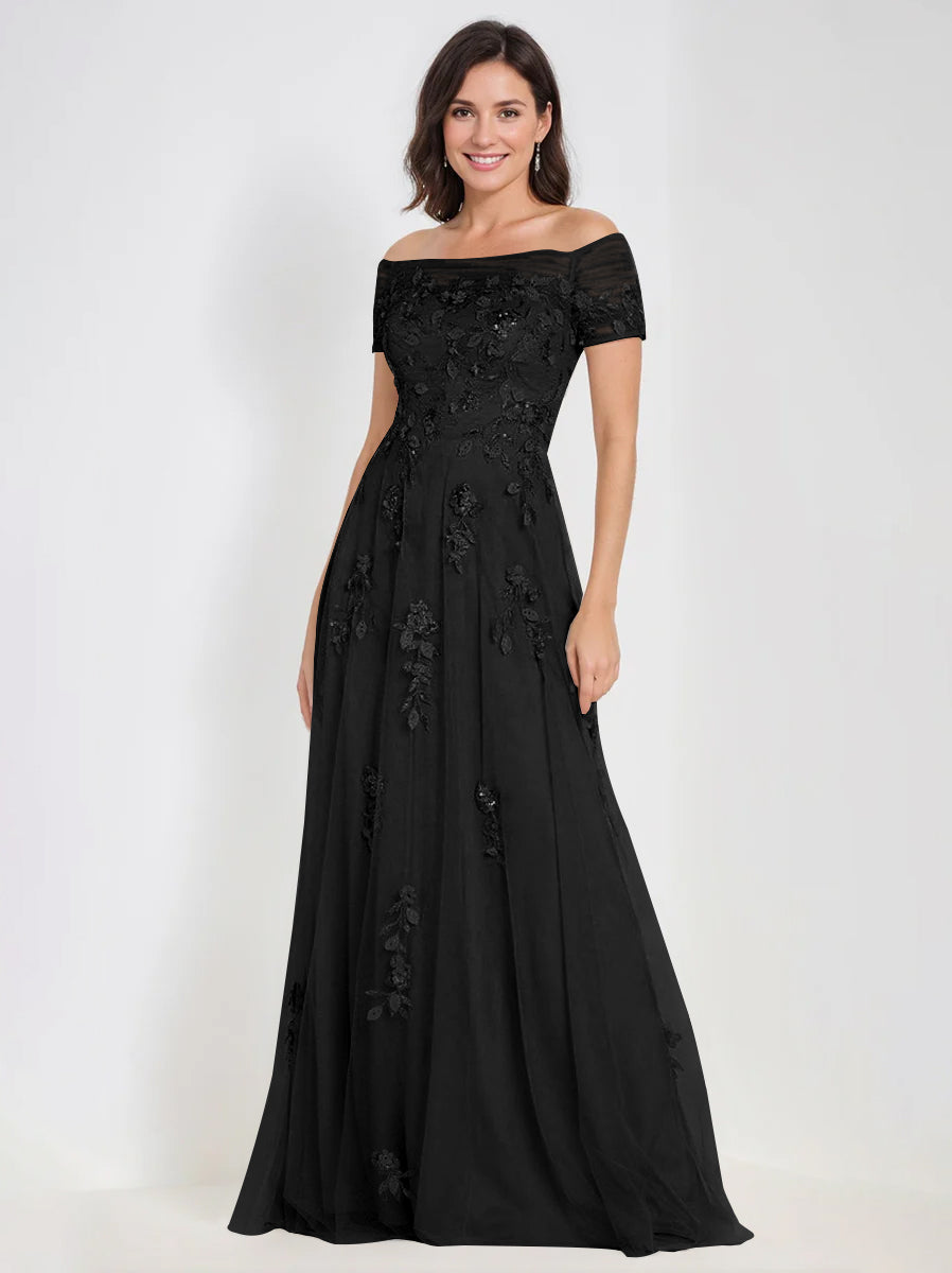 A Line Off The Shoulder Sleeveless Mother Of The Bride Groom Dresses With Appliques