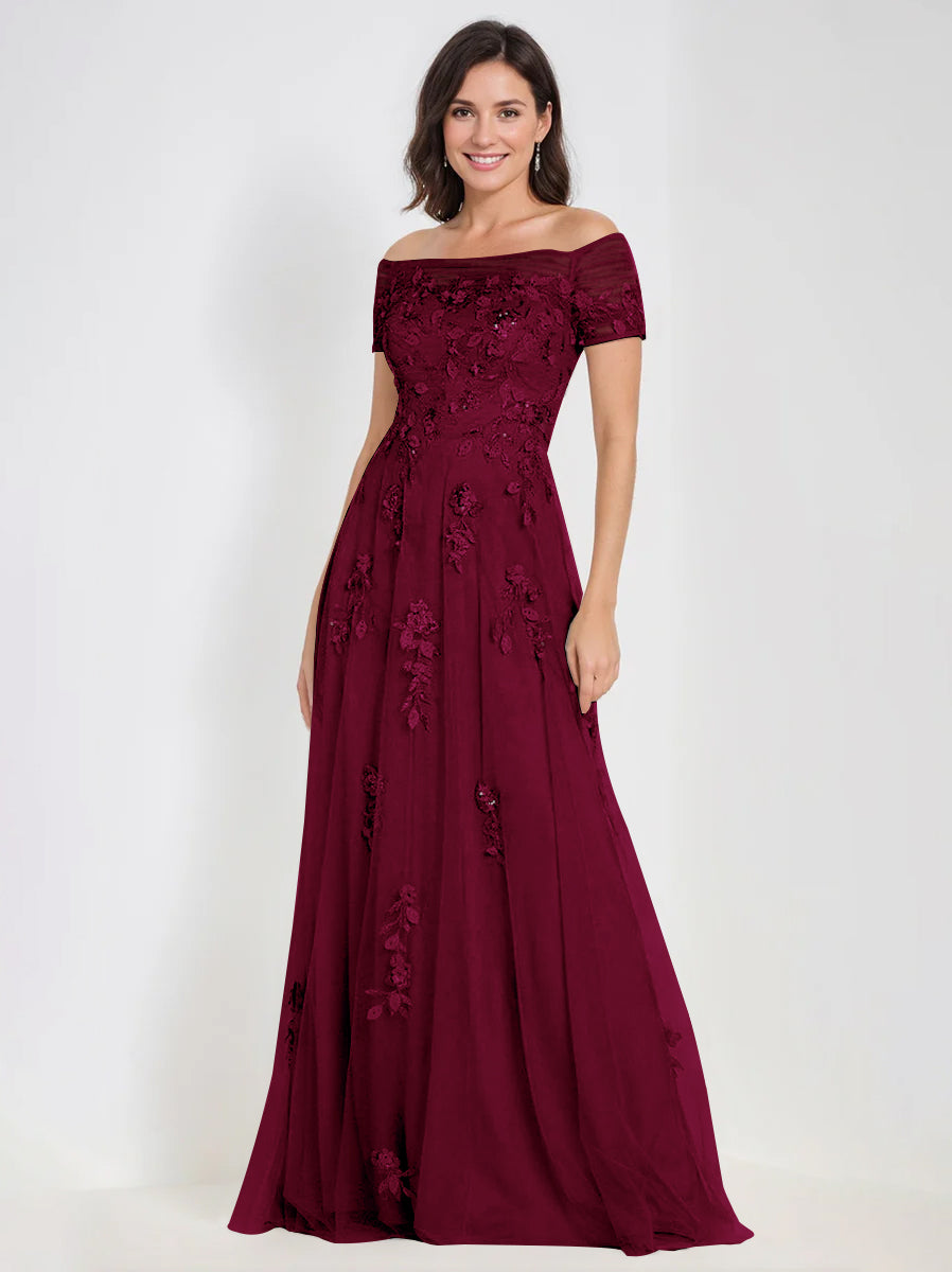 A Line Off The Shoulder Sleeveless Mother Of The Bride Groom Dresses With Appliques