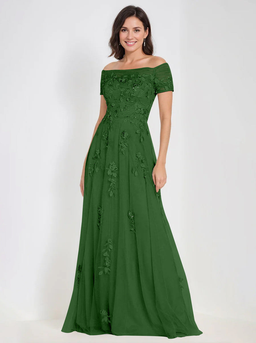 A Line Off The Shoulder Sleeveless Mother Of The Bride Groom Dresses With Appliques