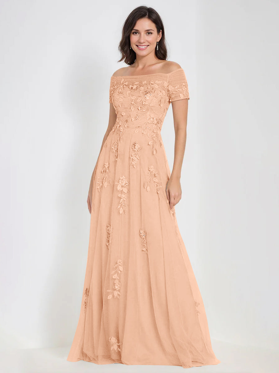 A Line Off The Shoulder Sleeveless Mother Of The Bride Groom Dresses With Appliques