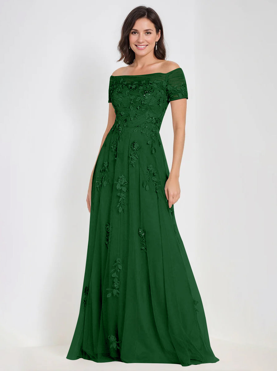 A Line Off The Shoulder Sleeveless Mother Of The Bride Groom Dresses With Appliques