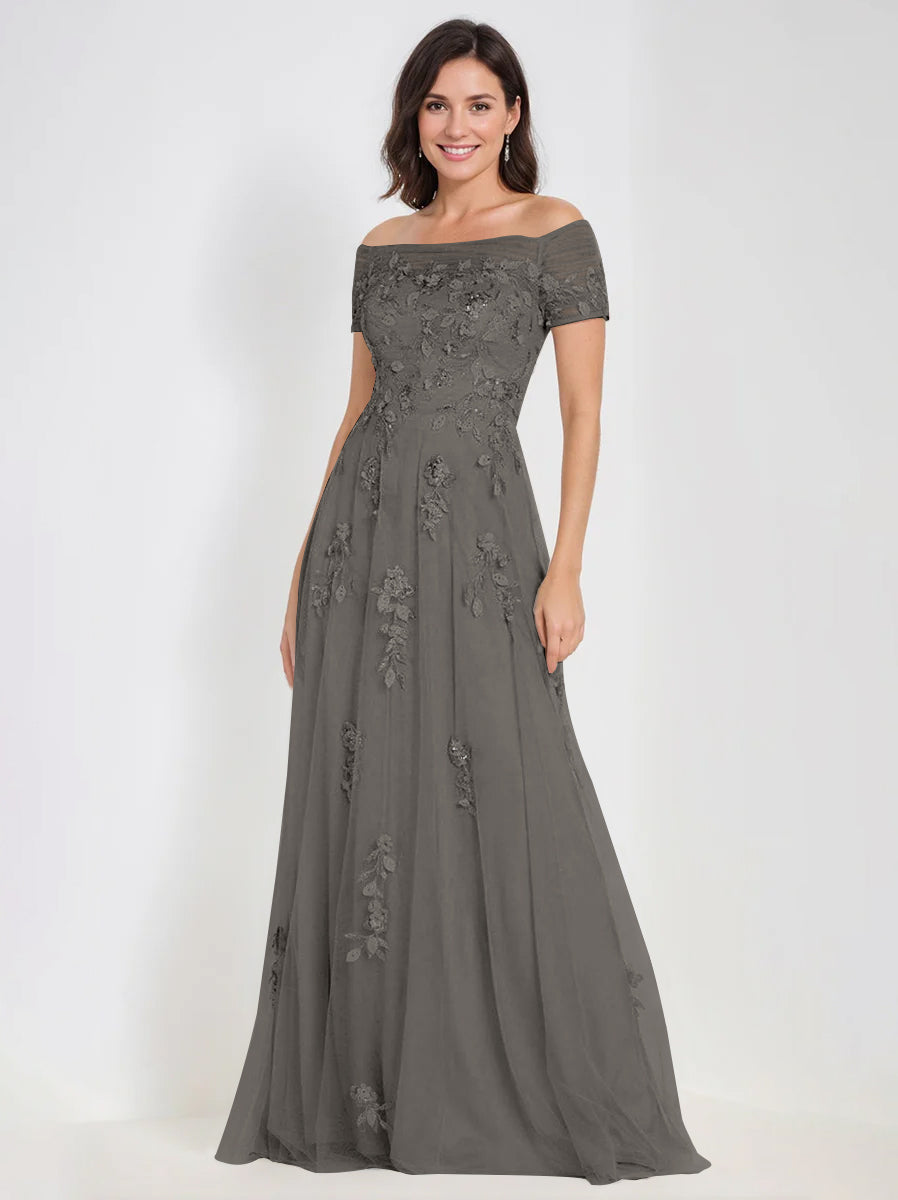 A Line Off The Shoulder Sleeveless Mother Of The Bride Groom Dresses With Appliques