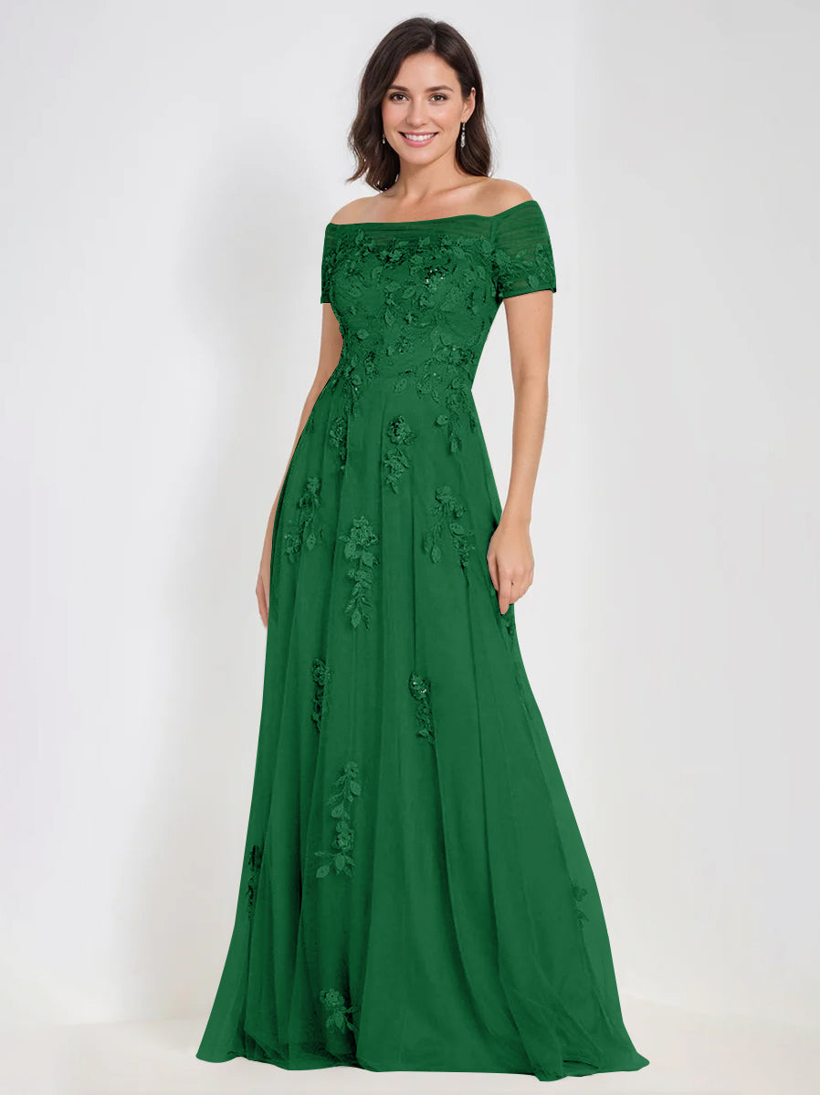A Line Off The Shoulder Sleeveless Mother Of The Bride Groom Dresses With Appliques