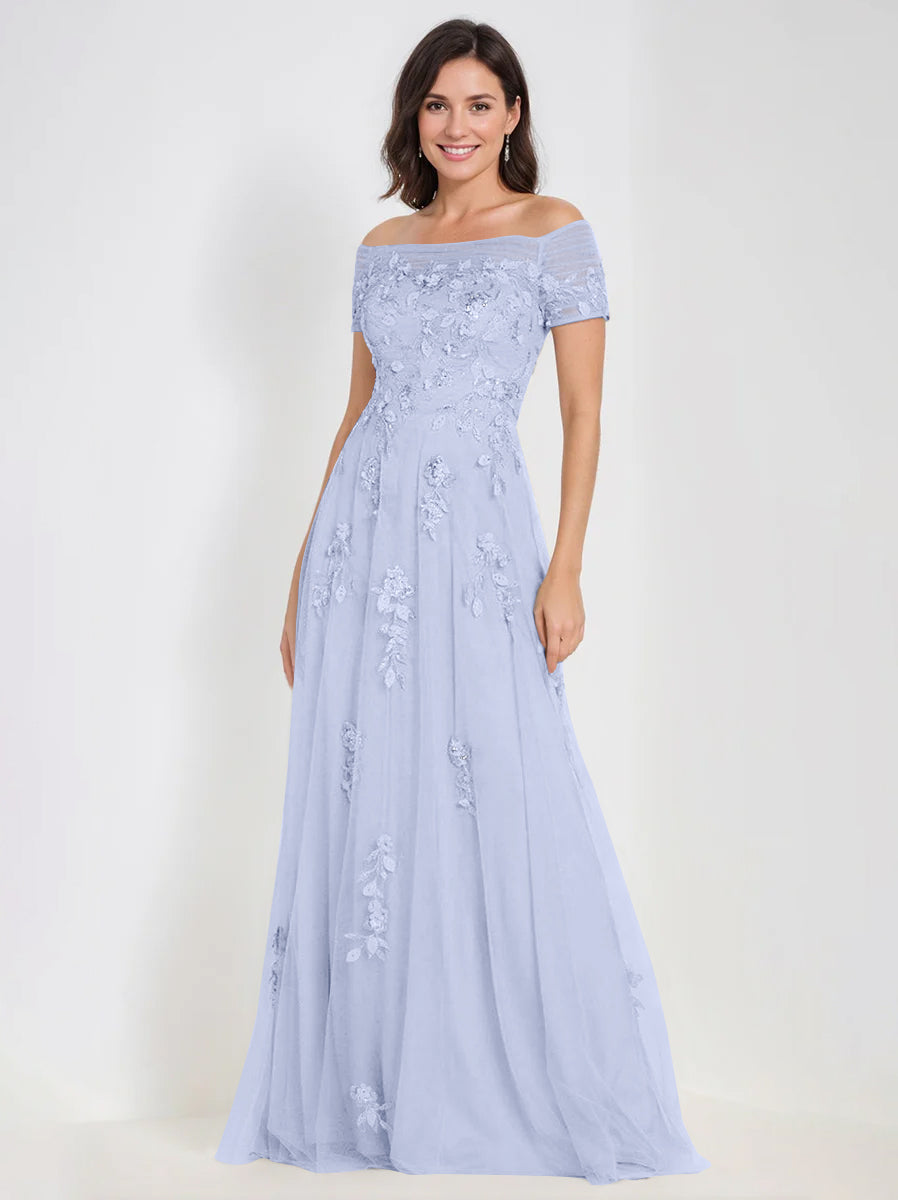 A Line Off The Shoulder Sleeveless Mother Of The Bride Groom Dresses With Appliques