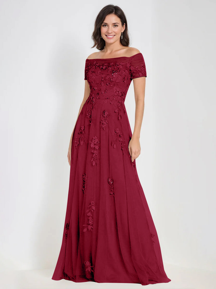 A Line Off The Shoulder Sleeveless Mother Of The Bride Groom Dresses With Appliques