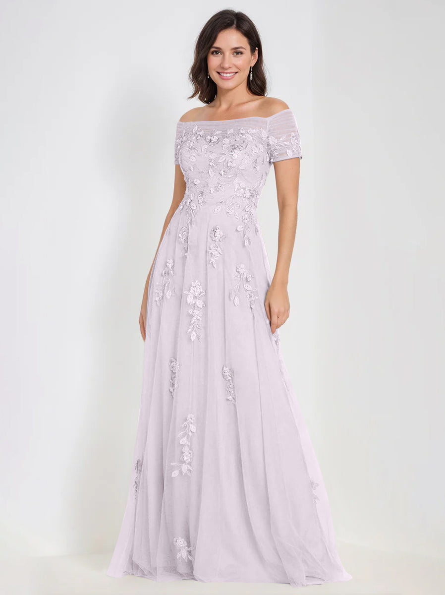 A Line Off The Shoulder Sleeveless Mother Of The Bride Groom Dresses With Appliques