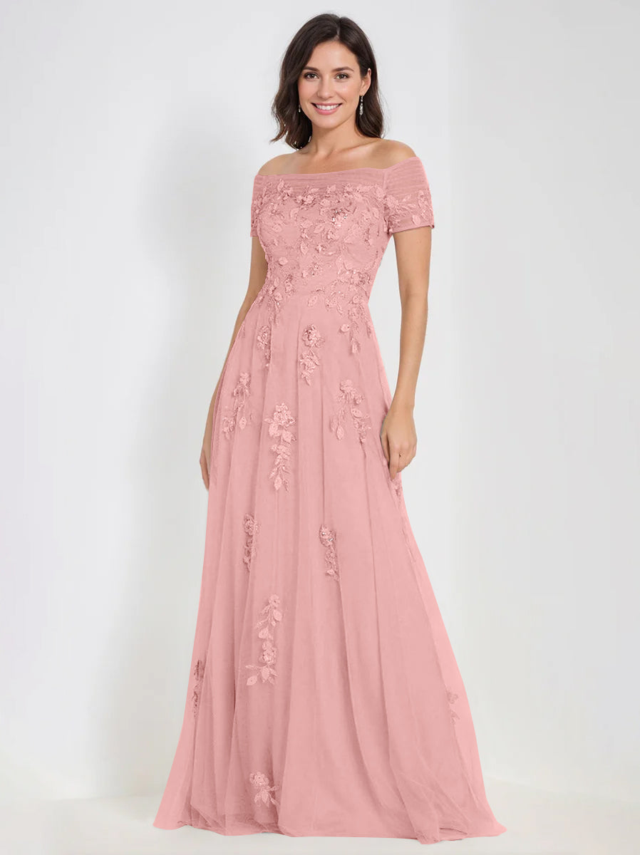 A Line Off The Shoulder Sleeveless Mother Of The Bride Groom Dresses With Appliques