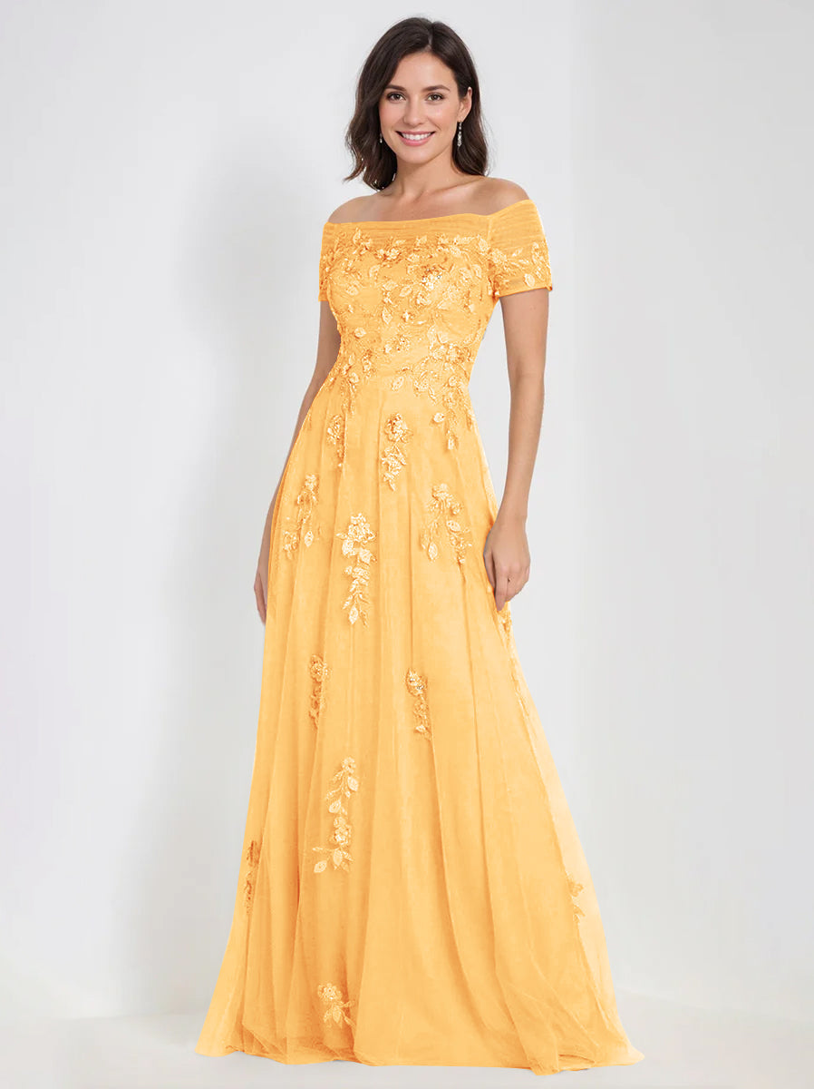 A Line Off The Shoulder Sleeveless Mother Of The Bride Groom Dresses With Appliques