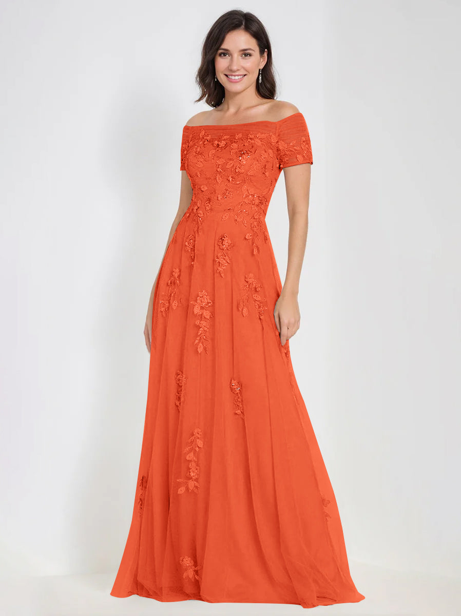 A Line Off The Shoulder Sleeveless Mother Of The Bride Groom Dresses With Appliques