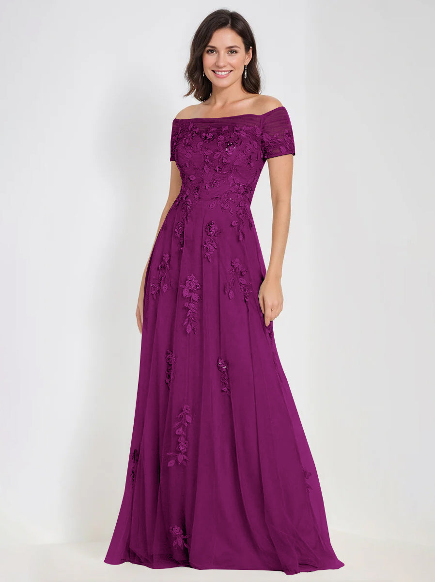 A Line Off The Shoulder Sleeveless Mother Of The Bride Groom Dresses With Appliques