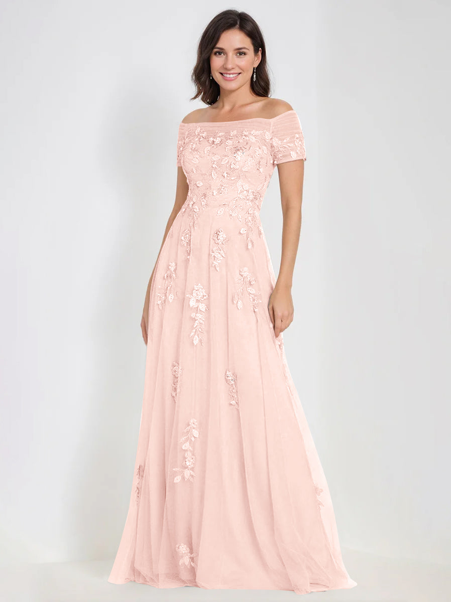 A Line Off The Shoulder Sleeveless Mother Of The Bride Groom Dresses With Appliques