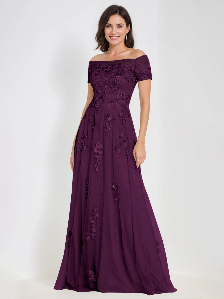 A Line Off The Shoulder Sleeveless Mother Of The Bride Groom Dresses With Appliques