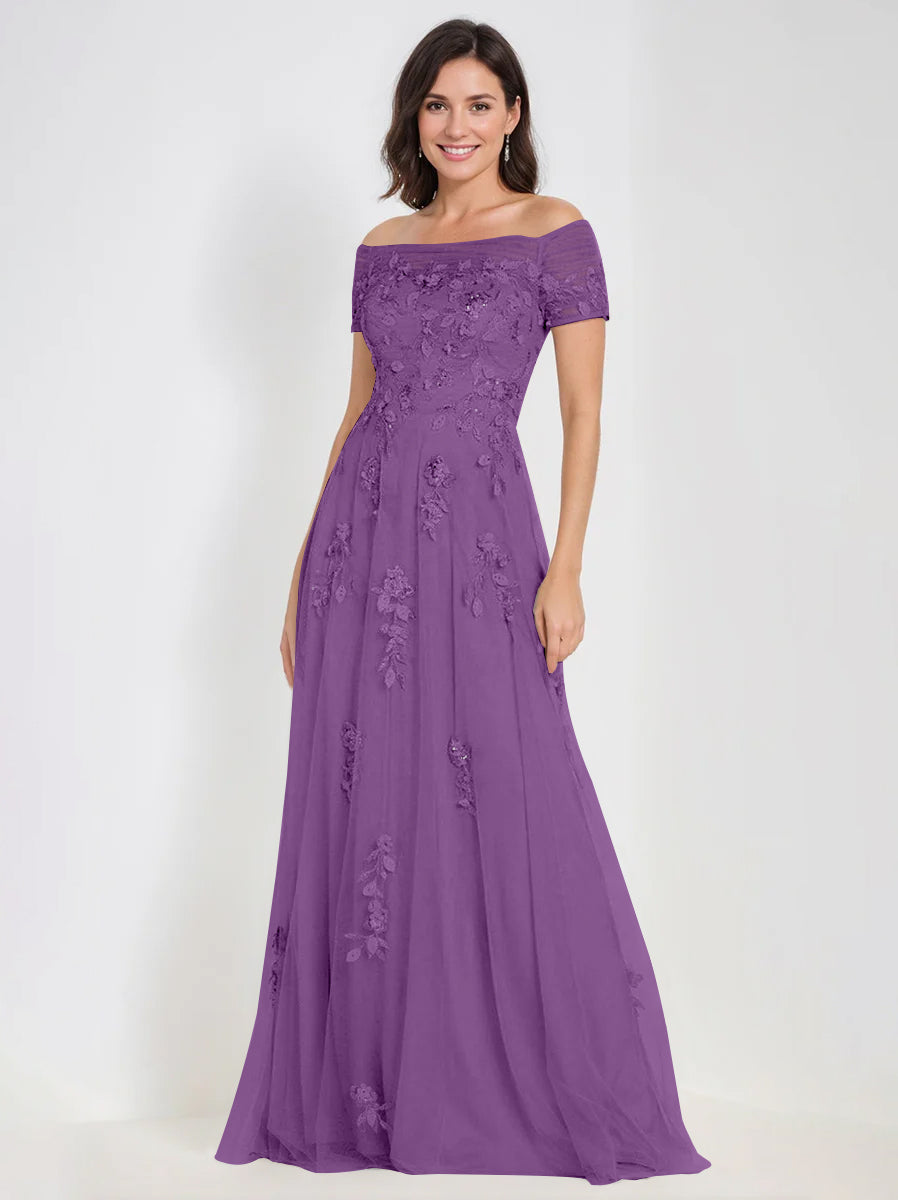A Line Off The Shoulder Sleeveless Mother Of The Bride Groom Dresses With Appliques