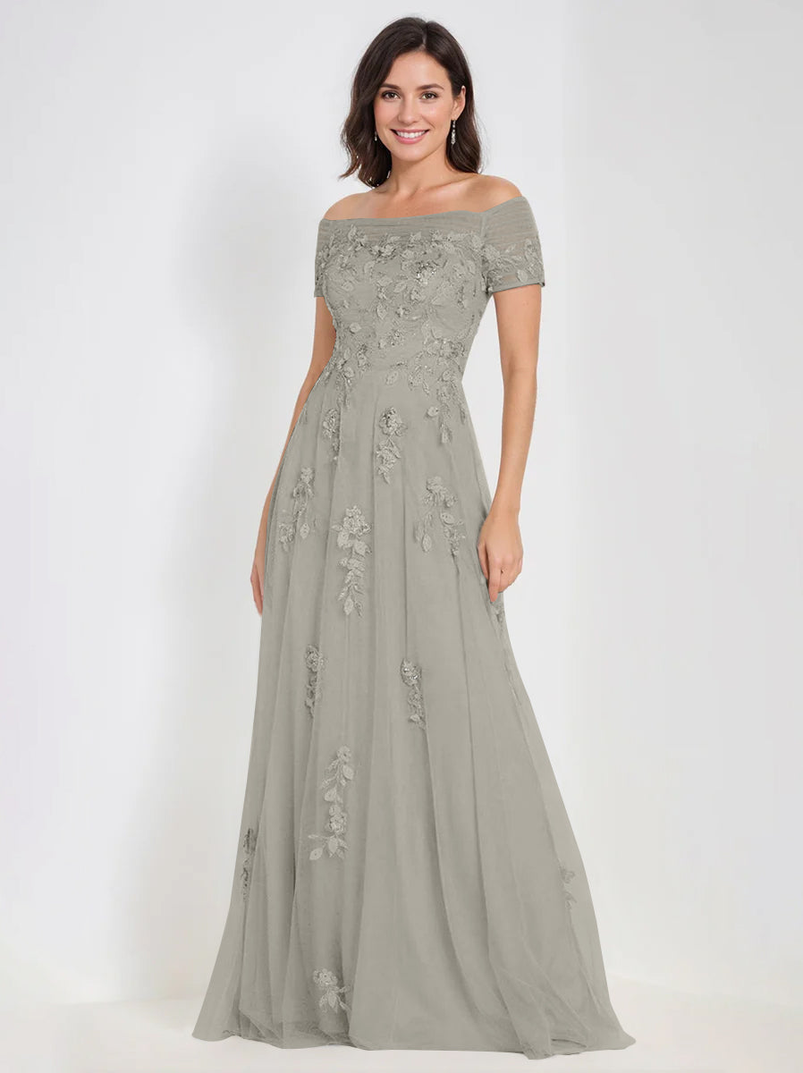 A Line Off The Shoulder Sleeveless Mother Of The Bride Groom Dresses With Appliques