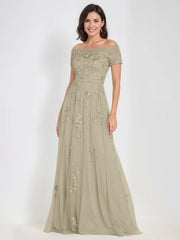 A Line Off The Shoulder Sleeveless Mother Of The Bride Groom Dresses With Appliques