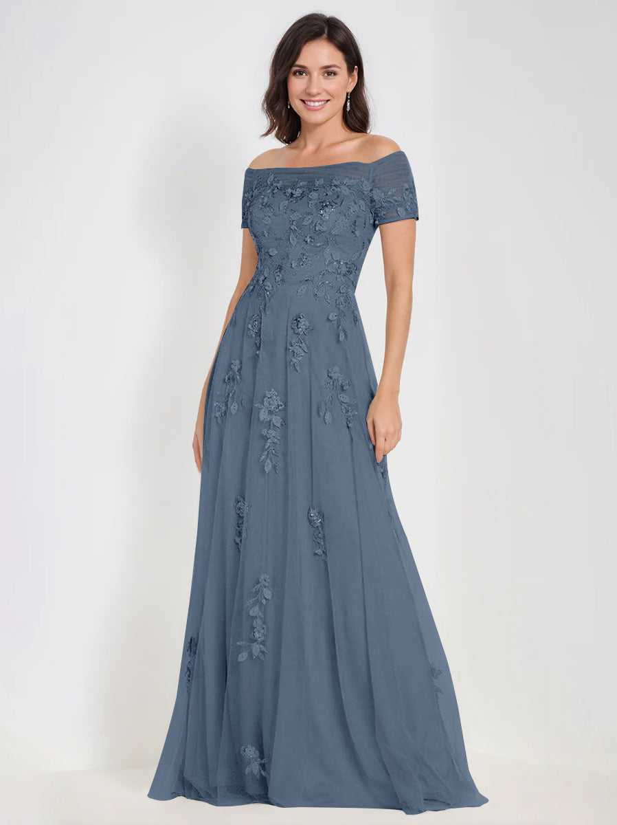 A Line Off The Shoulder Sleeveless Mother Of The Bride Groom Dresses With Appliques