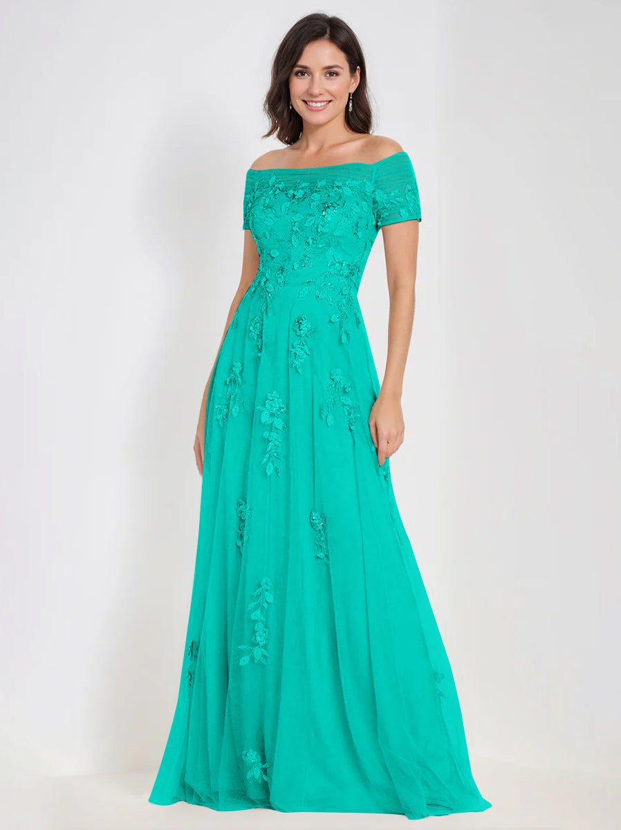 A Line Off The Shoulder Sleeveless Mother Of The Bride Groom Dresses With Appliques