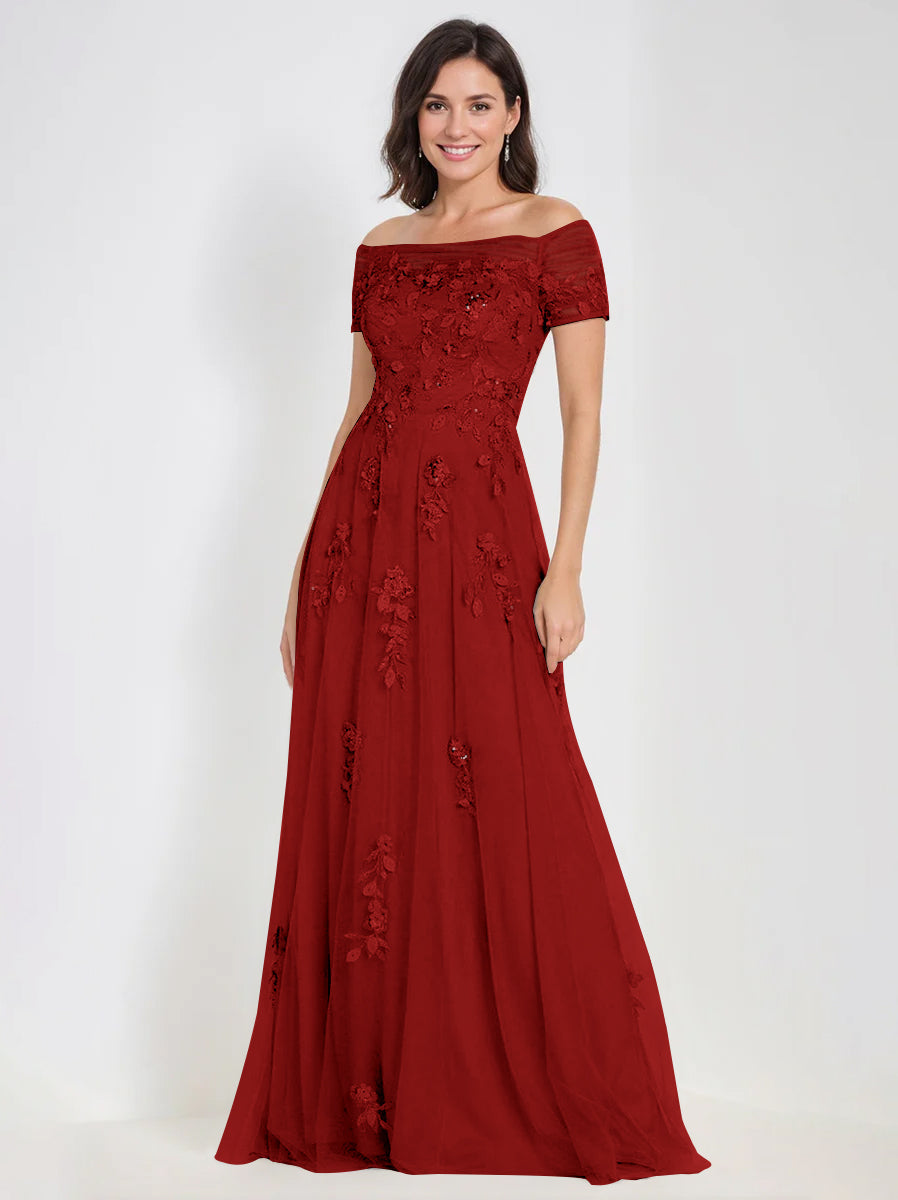 A Line Off The Shoulder Sleeveless Mother Of The Bride Groom Dresses With Appliques