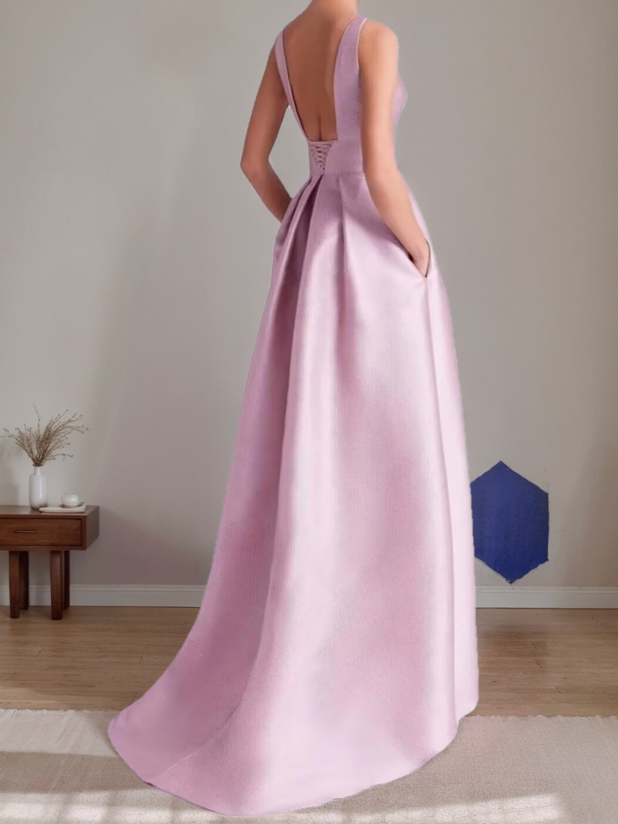 A Line Princess Scoop Sleeveless Asymmetrical Mother Of The Bride Groom Dresses With Flowers