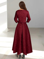 A Line Princess Half Sleeves Ankle Length Rose Lace Applique Mother Of The Bride Dresses Groom With Pockets