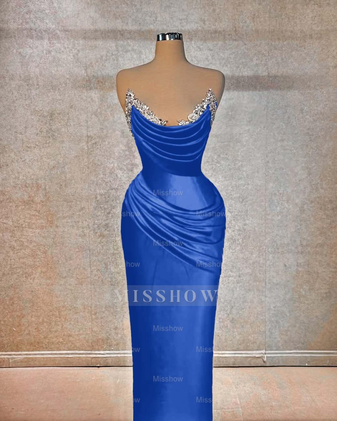 Chic Strapless Sleeveless Long Formal Dress With Beading Pleated