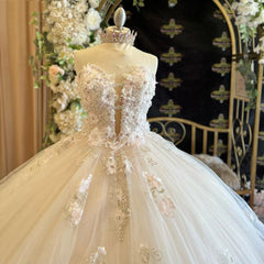 Misshow Exquisite Strapless Ball Gown with Floral Lace Appliques Perfect for Prom Quinceanera & Sweet 16 Celebrations