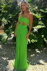 One Shoulder Sleeveless Long Mermaid Formal Dress With Pleated