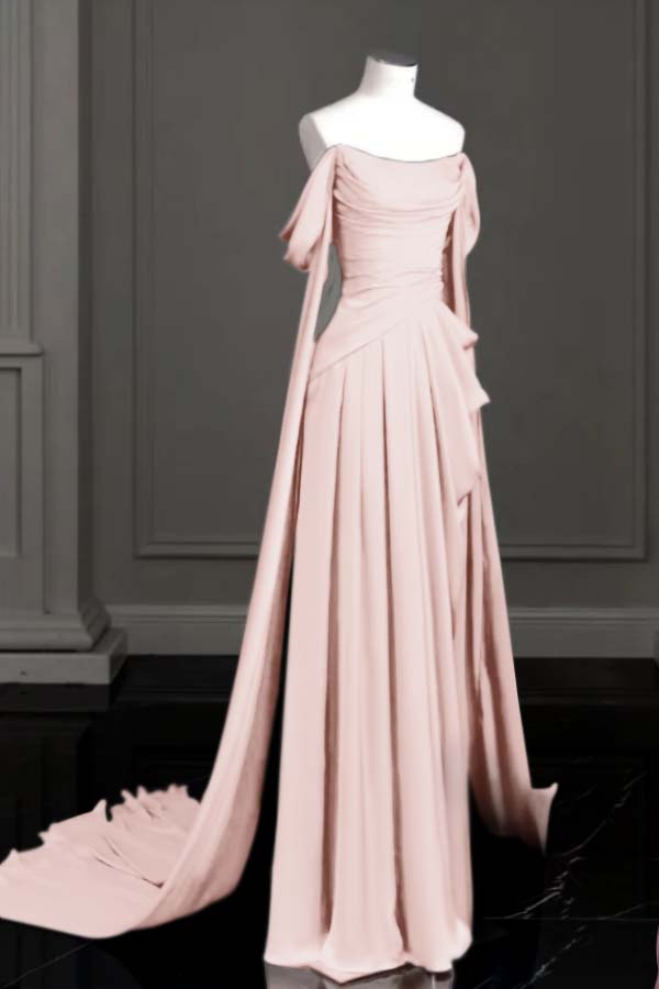 Off the Shoulder Strapless Sleeveless Long Formal Dress With Pleated