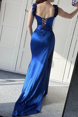 Off the Shoulder Sleeveless Mermaid Long Formal Dress With Ruffles