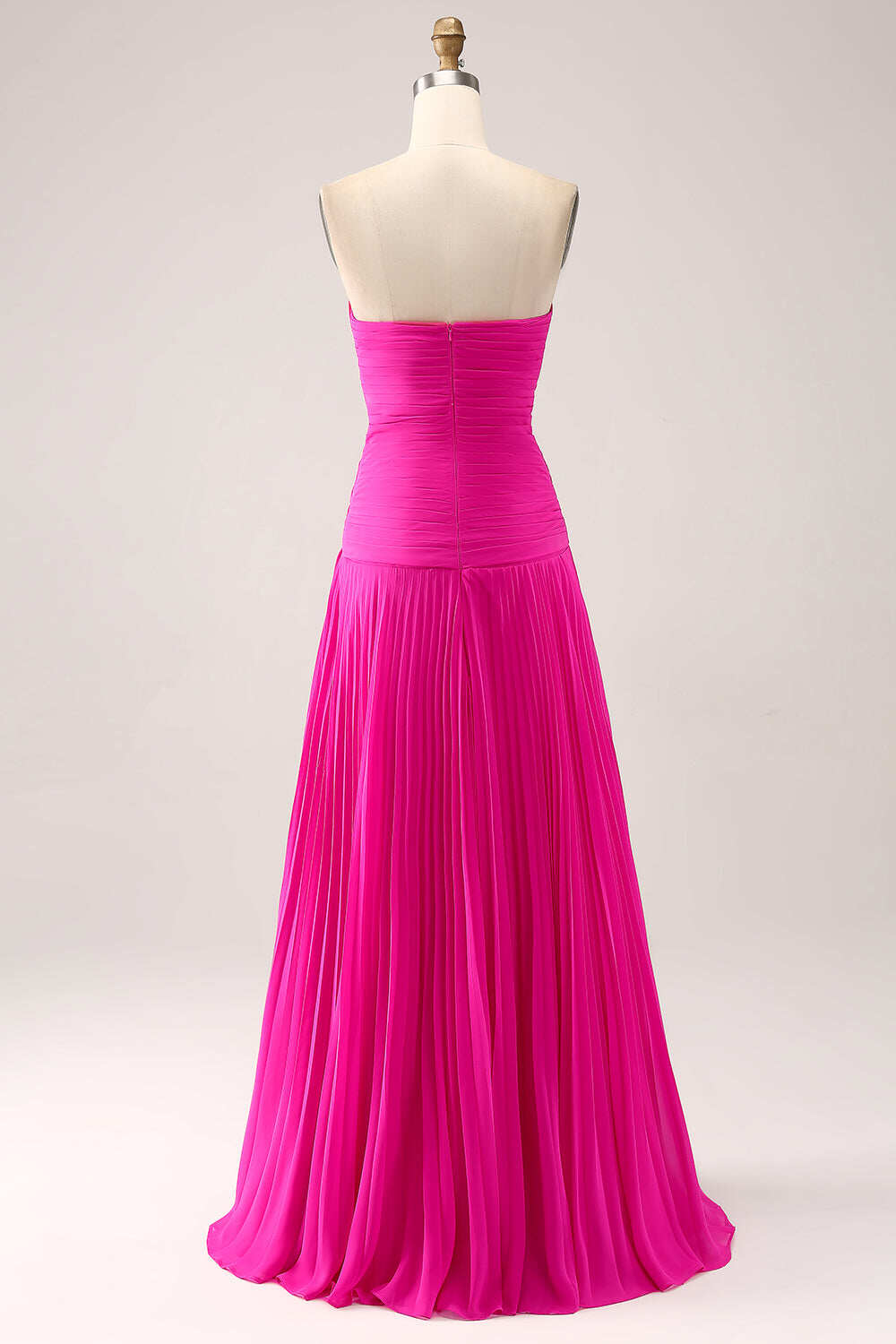 Gorgeous Fuchsia Strapless Cut Out Draped Pleated Formal Dress