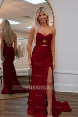 Strapless Sweetheart Sleeveless Mermaid Formal Dress With High Split