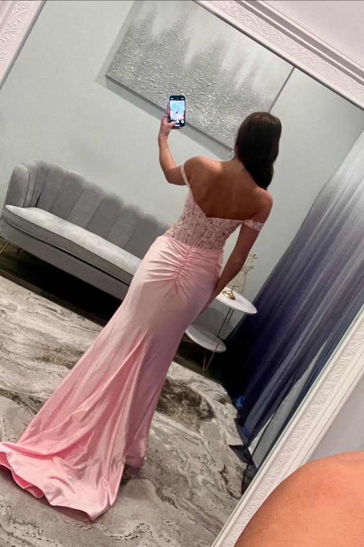 Off the Shoulder Sleeveless Long Mermaid Formal Dress With Split