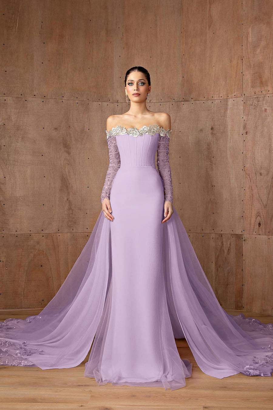 Strapless Long Sleeves Mermaid Long Formal Dress With Appliques