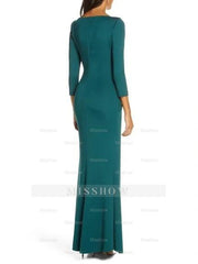 3/4 Sleeve Scoop Neck Ruffled Mother of the Bride Sheath Dress