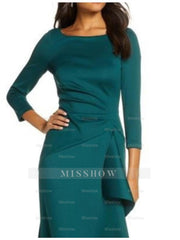 3/4 Sleeve Scoop Neck Ruffled Mother of the Bride Sheath Dress