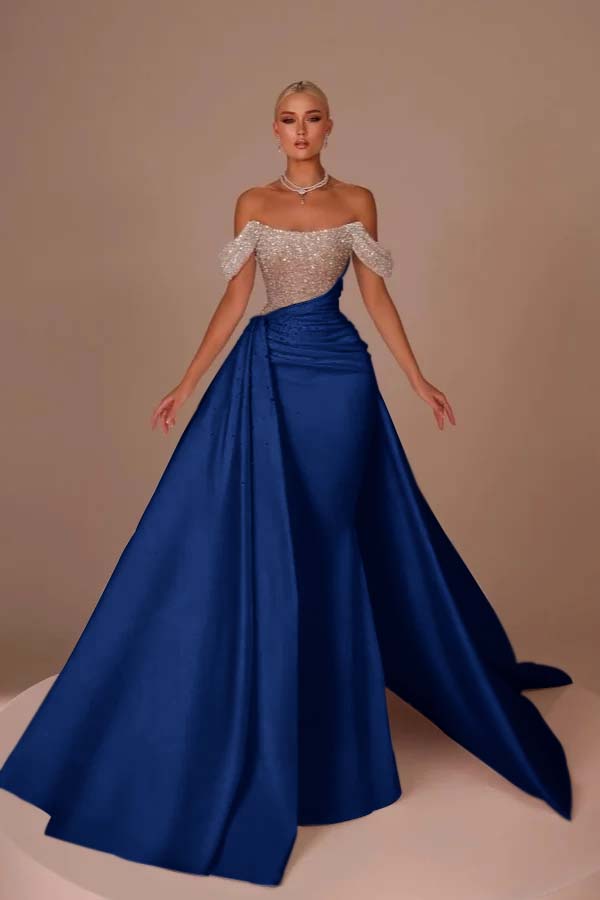 Off the Shoulder Strapless Mermaid Long Formal Dress With Sequins