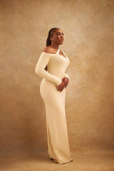 Off the Shoulder Long Sleeves Mermaid Long Formal Dress With Pleated