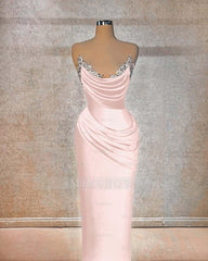 Chic Strapless Sleeveless Long Formal Dress With Beading Pleated