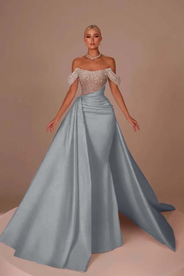 Off the Shoulder Strapless Mermaid Long Formal Dress With Sequins