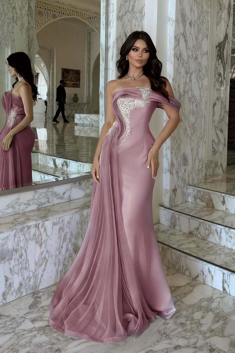 One Shoulder Sleeveless Long Mermaid Formal Dress With Beading