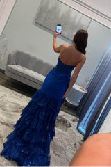 Sleeveless Strapless Long Split Formal Dress With Sequins Pleated