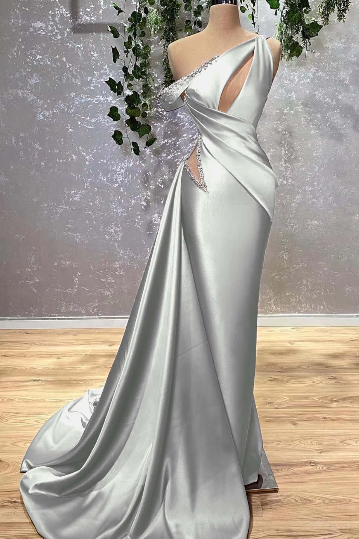 Lilac Off the Shoulder Sleeveless Mermaid Formal Dress With Beading